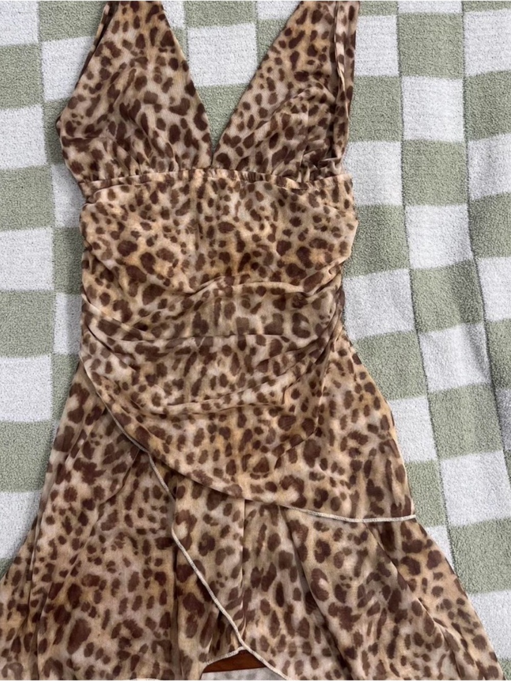Leopard Print V-Neck Women's Dress - Brown Animal Print